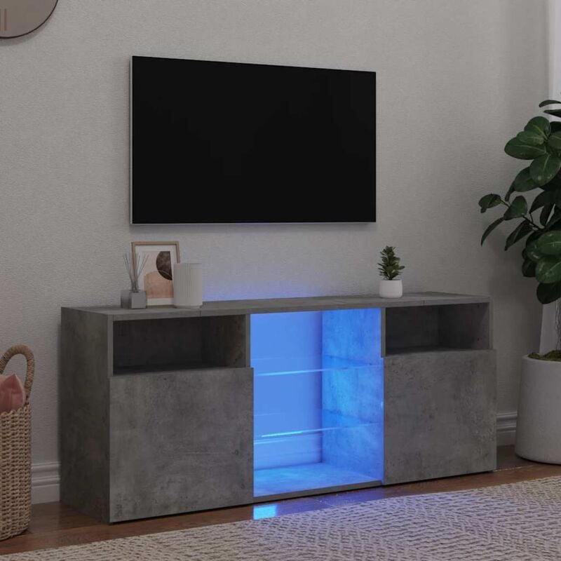 Vidaxl - Meuble tv avec lumières led gris béton 120x30x50 cm