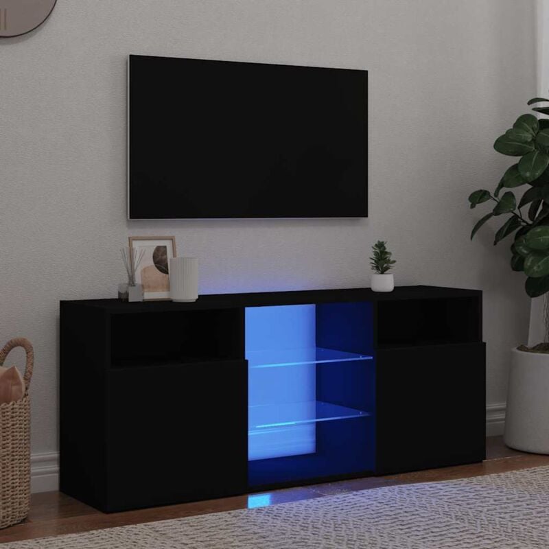 Vidaxl - Meuble tv avec lumières led noir 120x30x50 cm