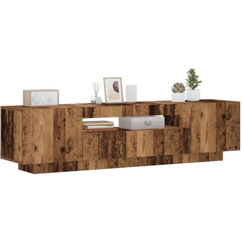 Vidaxl - Meuble tv avec lumières led vieux bois bois d'ingénierie
