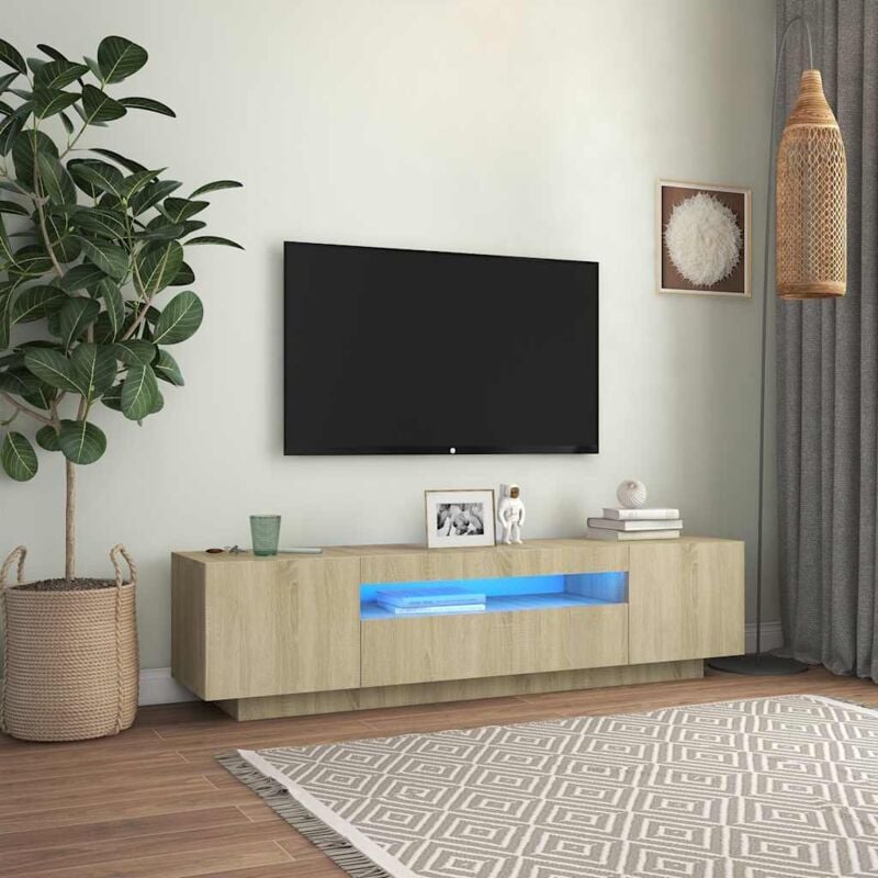 Vidaxl - Meuble tv avec lumières led Chêne sonoma 160x35x40 cm