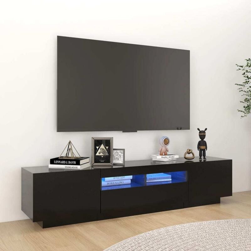 Vidaxl - Meuble tv avec lumières led Noir 180x35x40 cm