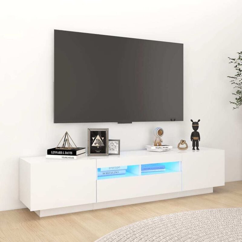 Vidaxl - Meuble tv avec lumières led Blanc 180x35x40 cm