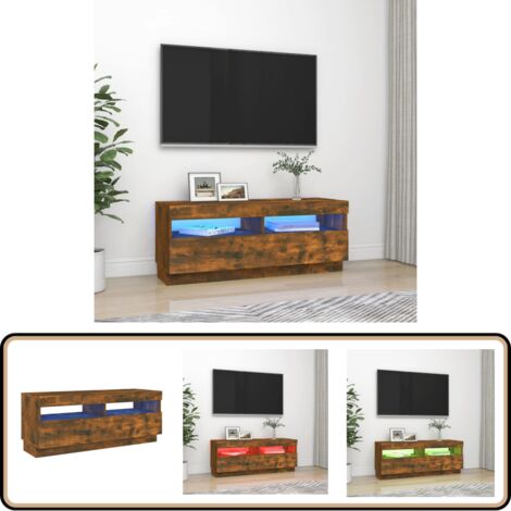 Meuble TV avec lumières LED chêne fumé 100x35x40 cm - Meubles Tv - Meuble Tv Led - Meuble Tv Avec Éclairage - Meuble Tv Design - Meuble Tv Moderne