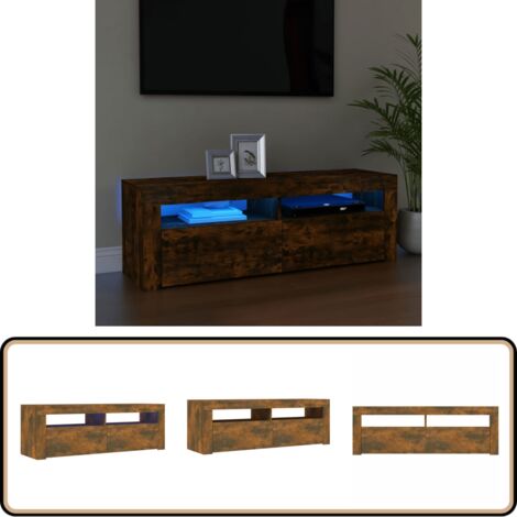 Meuble TV avec lumières LED Chêne fumé 120x35x40 cm - Meuble Tv - Meuble Téléviseur - Télévision - Luminaire Led - Éclairage Led