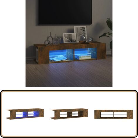 Meuble TV avec lumières LED chêne fumé 135x39x30 cm - Meuble Tv - Meuble Téléviseur - Meuble Audiovisuel - Meuble Tv Led - Éclairage Led