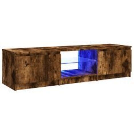 Meuble TV avec lumières LED Chêne fumé 140x40x35,5