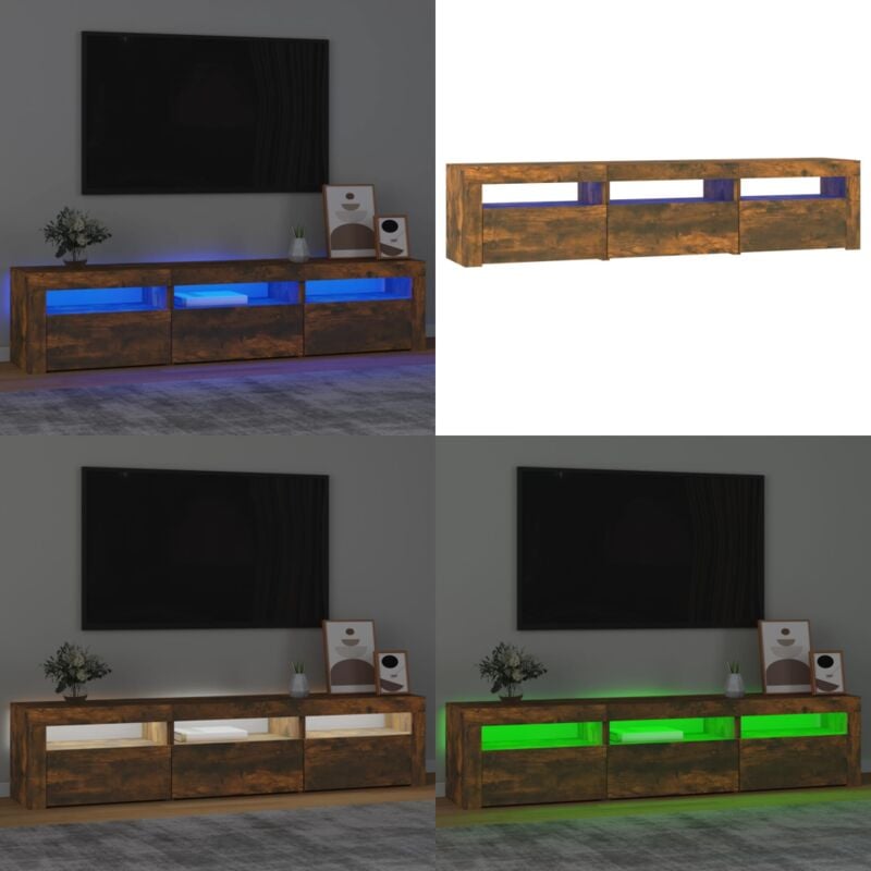Vidaxl - Meuble tv avec lumières led Chêne fumé 180x35x40 cm - Meuble Tv - Meuble Tv Led - Meuble Tv Avec Éclairage - Meuble Tv Design - Meuble Tv