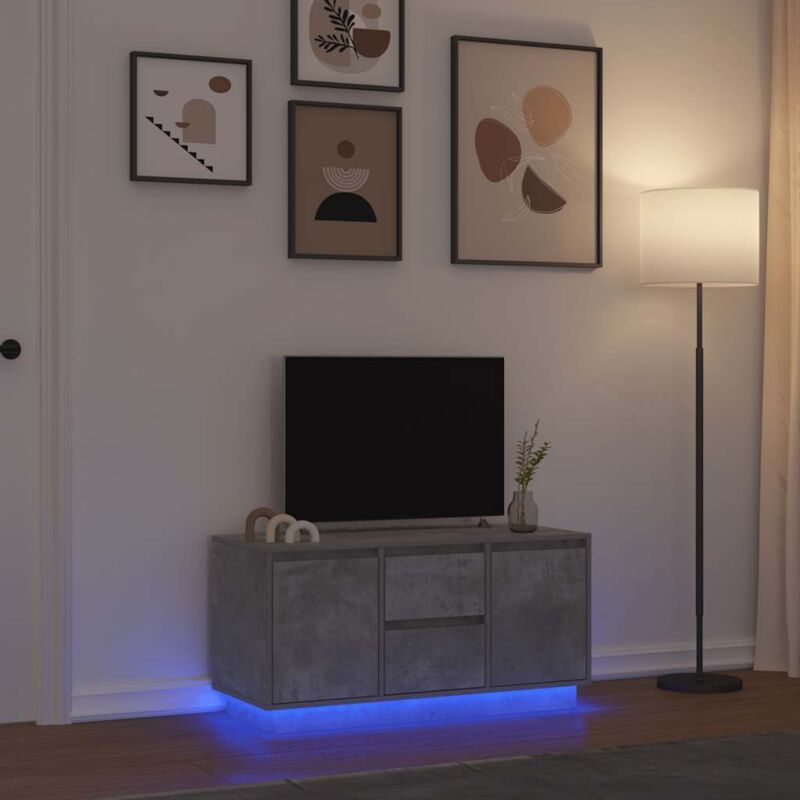 Vidaxl - Meuble tv avec lumières led gris béton 100x41x50 cm