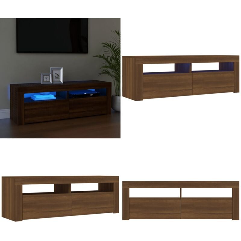 Vidaxl - Meuble tv avec lumières led chêne marron 120x35x40 cm - Meubles Tv - Meuble Tv - Télévision - Unité Tv - Support Tv - Home & Living
