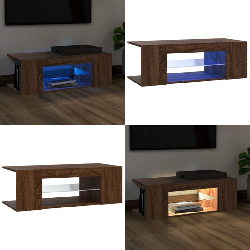 Vidaxl - Meuble tv avec lumières led Chêne marron 90x39x30 cm - Meubles Tv - Meuble Tv - Unité Tv - Support Tv - Télévision - Home & Living