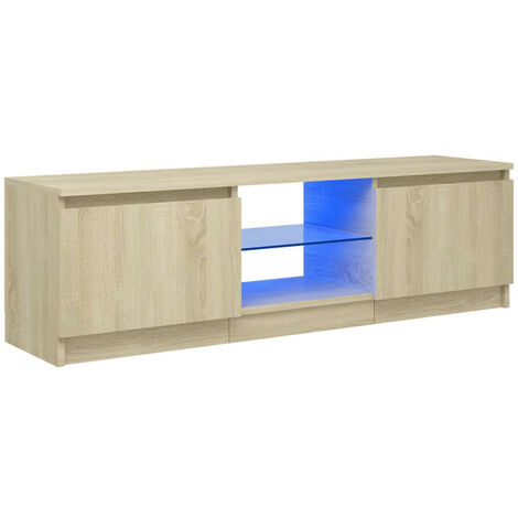 Meuble TV avec lumières LED Chêne sonoma 120x30x35,5
