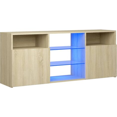 Meuble TV avec lumières LED Chêne sonoma 120x30x50