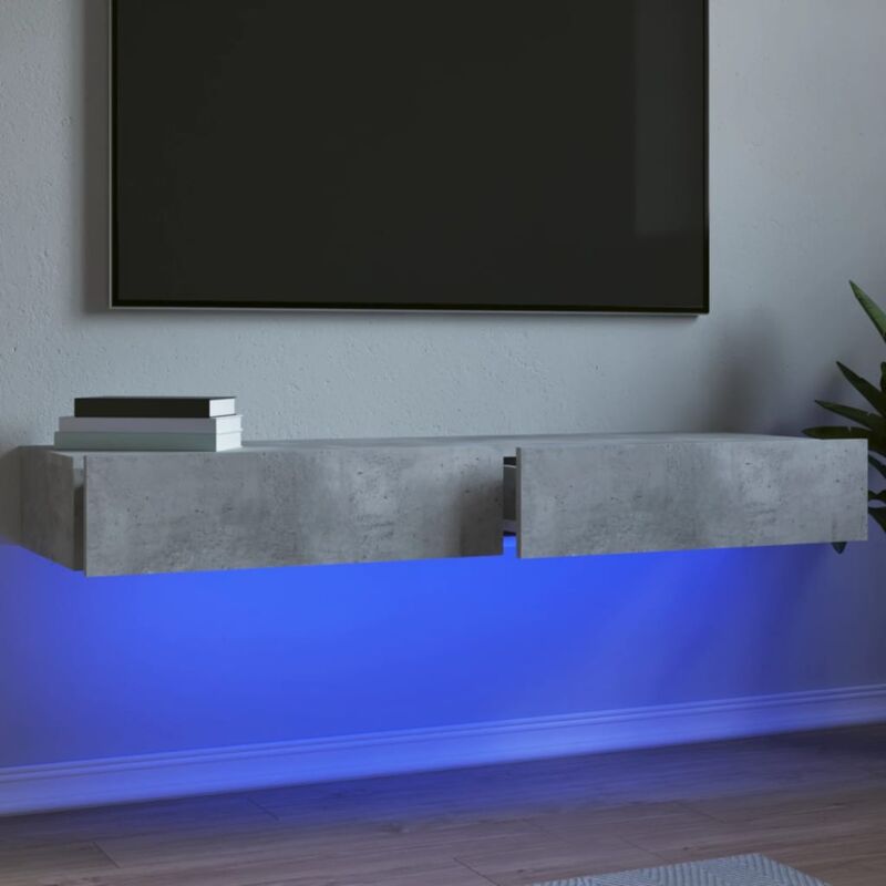 Vidaxl - Meubles tv avec lumières led 2 pcs gris béton 60x35x15,5 cm