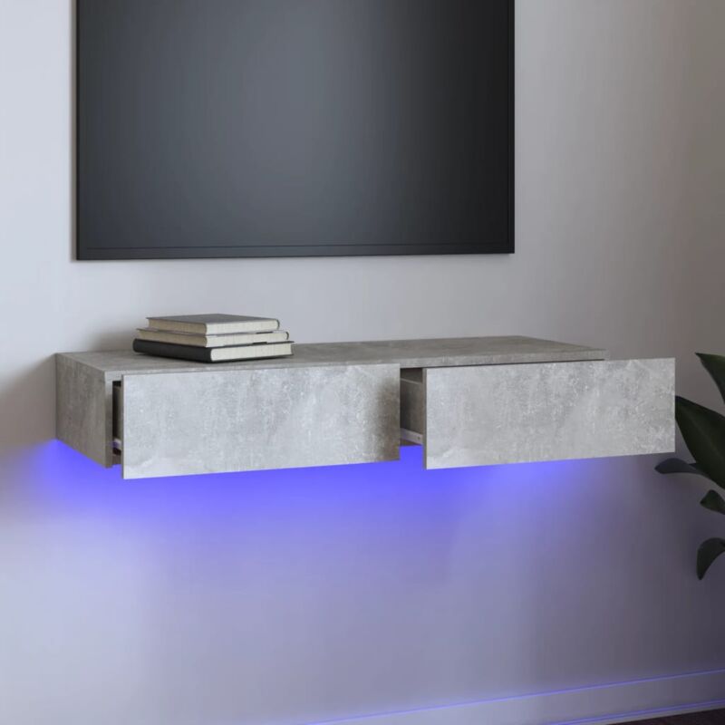 Vidaxl - Furniture Limited - Meuble tv avec lumières led Gris béton