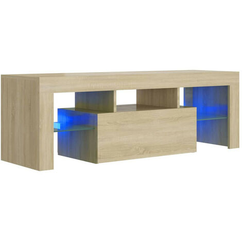 Meuble TV avec lumières LED Chêne sonoma 120x35x40