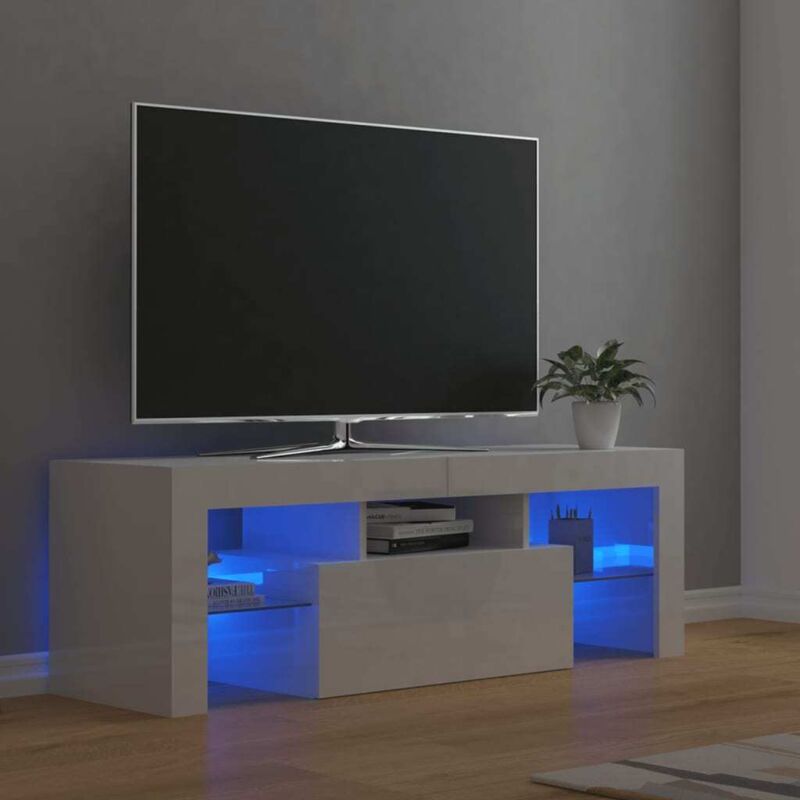 Vidaxl - Meuble tv avec lumières led blanc brillant 120x35x40 cm