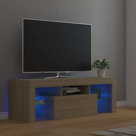 Meuble TV avec lumières LED chêne sonoma 120x35x40 cm