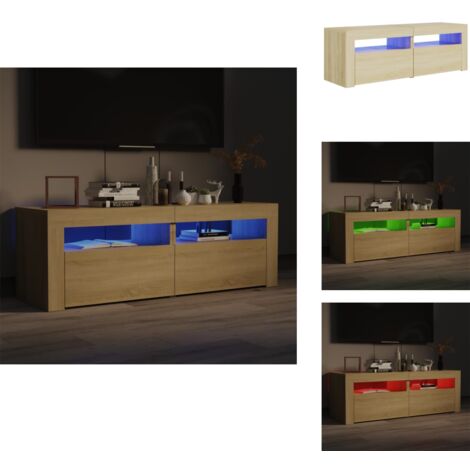 Meuble TV avec lumières LED chêne sonoma 120x35x40 cm - Meuble Tv - Meuble Téléviseur - Armoire Tv - Télévision - Led Rgb