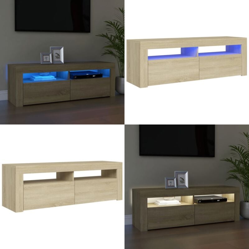 Vidaxl - Meuble tv avec lumières led chêne sonoma 120x35x40 cm - Meuble Tv - Meuble Téléviseur - Télévision - Rangement Media - Luminaire Led - Home