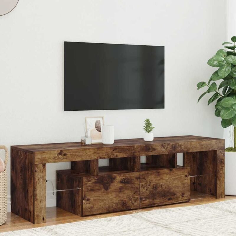 Vidaxl - Meuble tv avec lumières led Chêne fumé 140x36,5x40 cm
