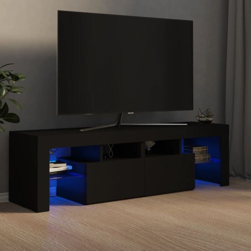 Vidaxl - Meuble tv avec lumières led Noir 140x36,5x40 cm