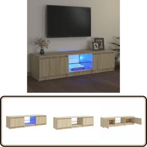 Meuble TV avec lumières LED chêne sonoma 140x40x35,5 cm - Meuble Tv - Meuble Audio - Armoire Tv - Télévision Murale - Luminaire Led