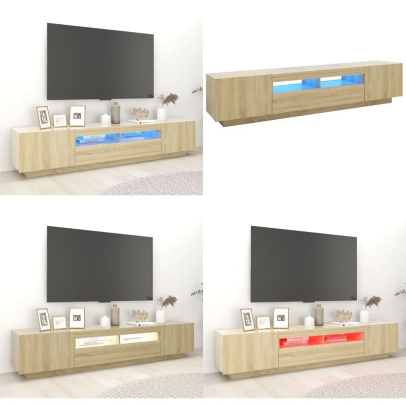 Vidaxl - Meuble tv avec lumières led Chêne sonoma 200x35x40 cm - Meubles Tv - Meuble Tv Led - Meuble Tv Rangement - Meuble Tv Design - Meuble Tv