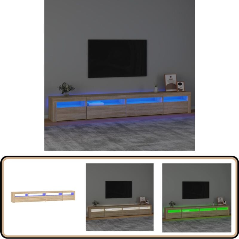 Vidaxl - Meuble tv avec lumières led Chêne sonoma 270x35x40 cm - Meuble Tv - Meuble Tv Led - Meuble Tv Avec Étagères - Meuble Tv Design - Meuble Tv