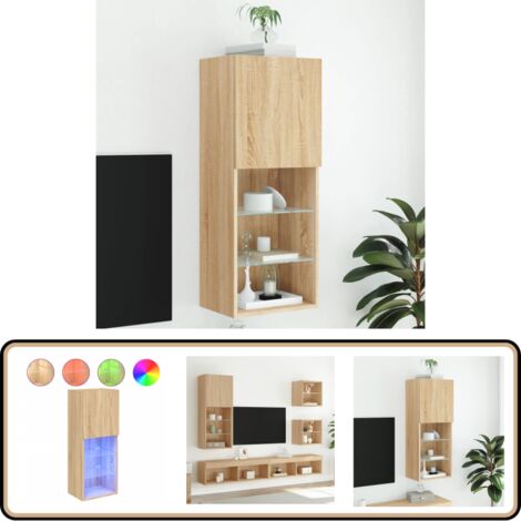 Meuble TV avec lumières LED chêne sonoma 40,5x30x102 cm - Meubles Tv - Meuble Tv - Support Tv - Meuble Hifi - Lumieres Led