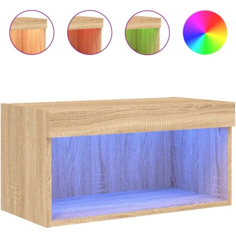 Meuble TV avec lumières LED chêne sonoma 60x30x30