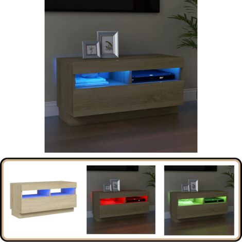 Meuble TV avec lumières LED chêne sonoma 80x35x40 cm - Meuble Tv - Meuble Téléviseur - Armoire Tv - Télévision - Rangement Media
