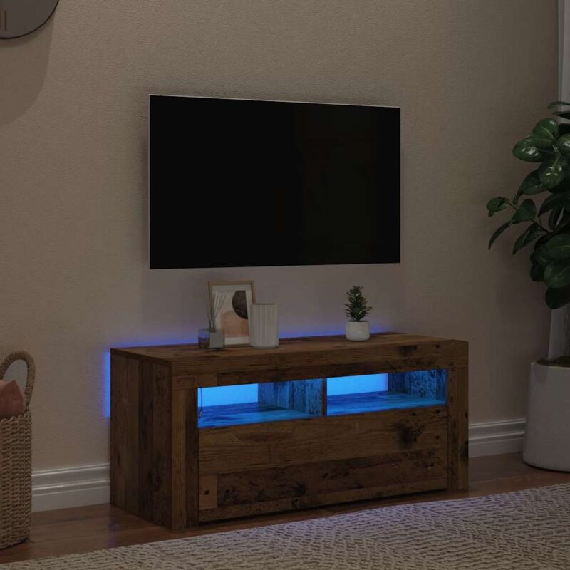 Vidaxl - Meuble tv avec lumières led vieux bois bois d'ingénierie