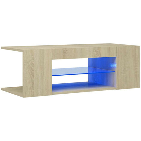 Meuble TV avec lumières LED Chêne Sonoma 90x39x30