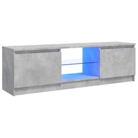 Meuble TV avec lumières LED, Étagère TV, Meuble de Salon, Gris béton 120x30x35, 5 cm OIB7392E