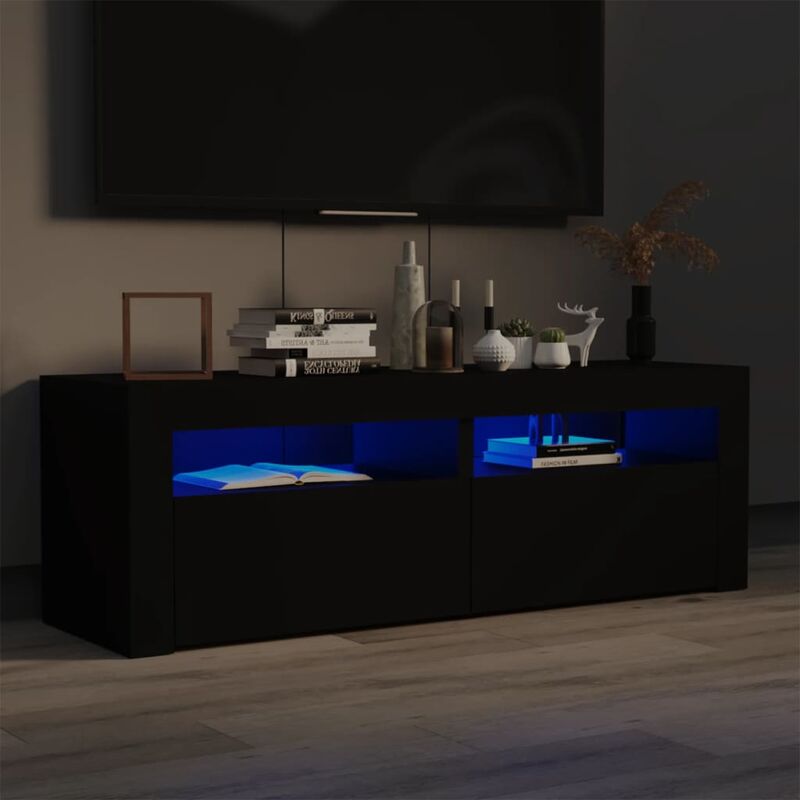 Vidaxl - Armoire télévisée co nluce led Compartiments et tiroirs de différentes couleurs 120x35x40cm Couleur : Noir