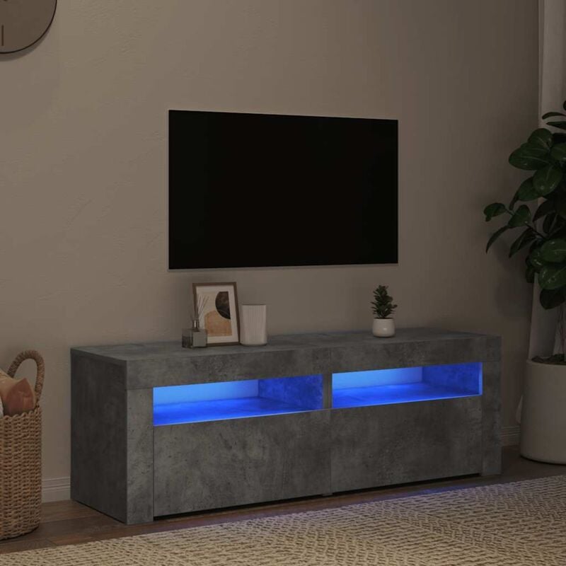 Vidaxl - Meuble tv avec lumières led gris béton 120x35x40 cm
