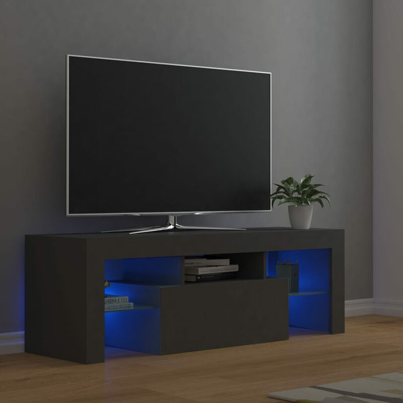 Meuble TV avec lumieres LED Gris 120x35x40 cm