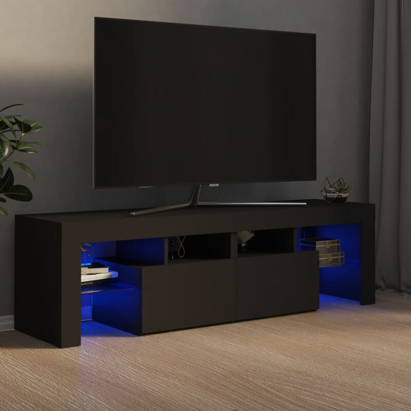 Meuble TV avec lumieres LED Gris 140x35x40 cm