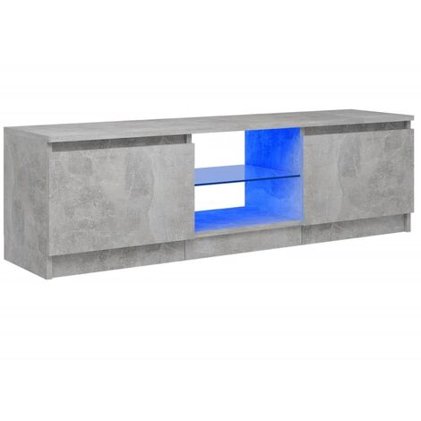Meuble TV avec lumières LED Gris béton 120x30x35,5