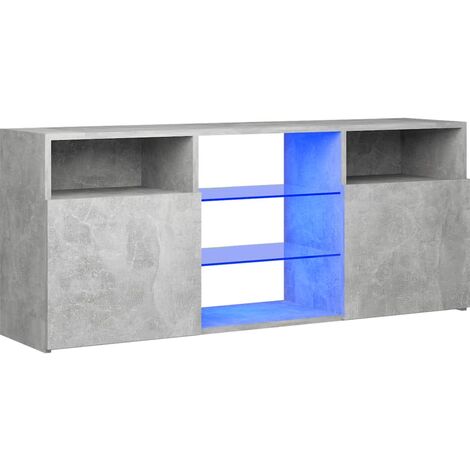 Meuble TV avec lumières LED Gris béton 120x30x50