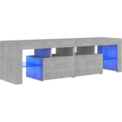 Meuble TV avec lumières LED Gris béton 140x35x40