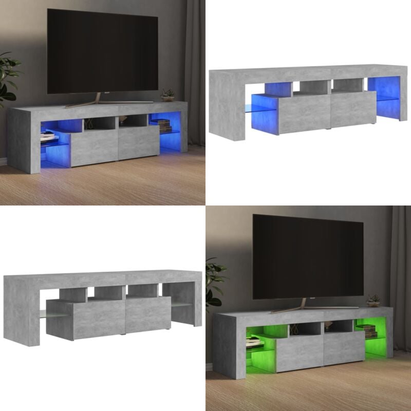 Vidaxl - Meuble tv avec lumières led Gris béton 140x36,5x40 cm - Meubles Tv - Meuble Tv - Télévision - Luminaire Led - Éclairage Led - Home & Living