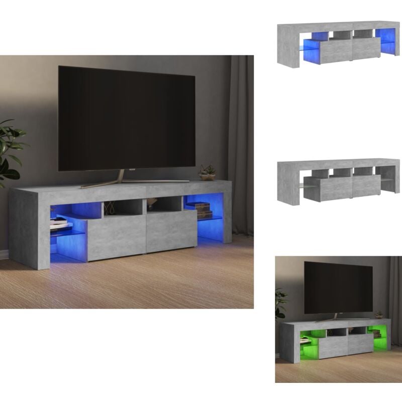 Vidaxl - Meuble tv avec lumières led Gris béton 140x36,5x40 cm - Meubles Tv - Meuble Tv - Télévision - Luminaire Led - Éclairage Led