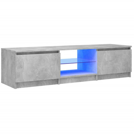 Meuble TV avec lumières LED Gris béton 140x40x35,5