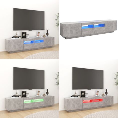 Meuble TV avec lumières LED Gris béton 180x35x40 cm - Meubles Tv - Meuble Tv Led - Meuble Tv Gris - Meuble Tv Rangement - Meuble Tv Design - Home & Living