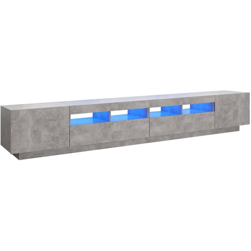 Vidaxl - Meuble tv avec lumières led Gris béton 260x35x40 cm