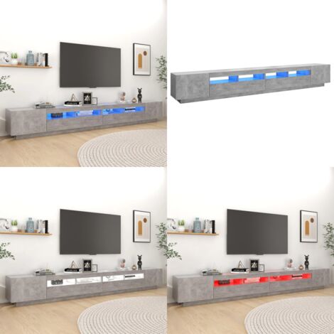 Meuble TV avec lumières LED Gris béton 300x35x40 cm - Meuble Tv - Meuble Téléviseur - Meuble Tv Led - Éclairage Led - Meuble Gris - Home & Living