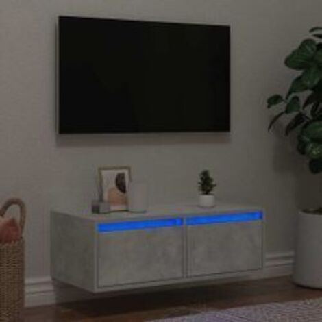 Meuble TV avec lumières LED gris béton 75x35,5x25