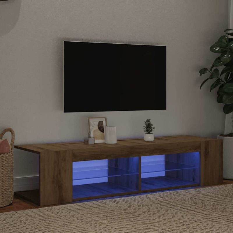 Vidaxl - Meuble tv avec lumières led chêne artisanal bois d'ingénierie