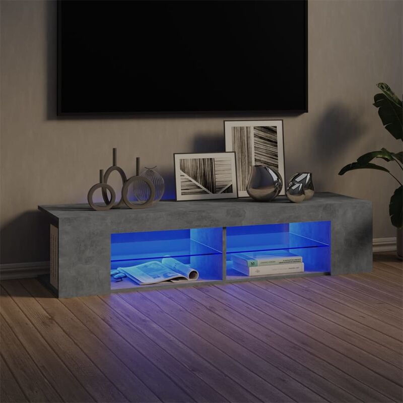 Vidaxl - Meuble tv avec lumières led gris béton 135x39x30 cm